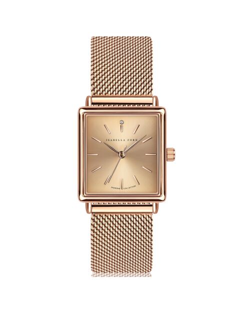 Montre Adeline en Acier & Diamant rose doré