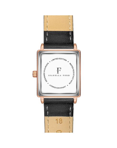 Montre Adeline en Cuir & Diamant noire