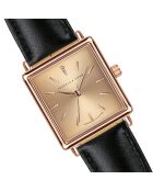 Montre Adeline en Cuir & Diamant noire