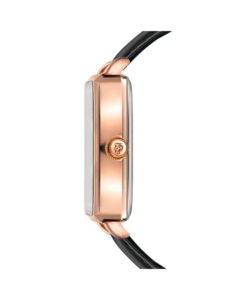 Montre Adeline en Cuir & Diamant noire