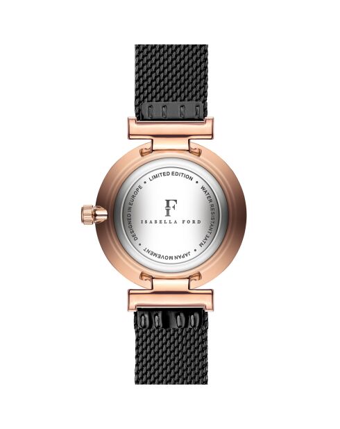 Montre Louise en Acier & Diamant noire