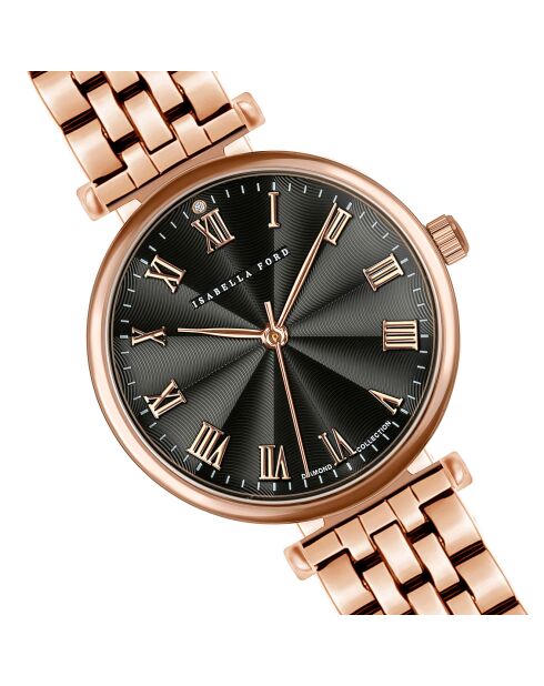 Montre Louise en Acier & Diamant rose doré