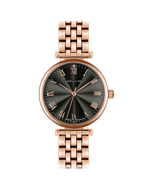 Montre Louise en Acier & Diamant rose doré