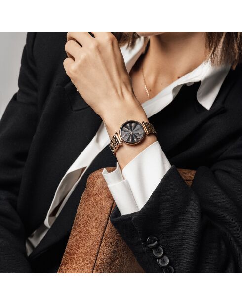Montre Louise en Acier & Diamant rose doré