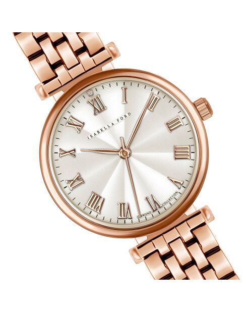 Montre Victoria en Acier & Diamant rose doré