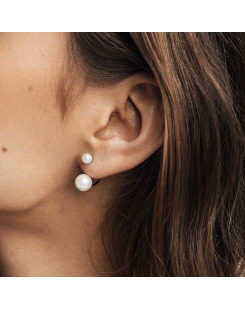 Boucles d'oreilles Amelia en Acier doré & Perle