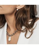 Boucles d'oreilles Amelia en Acier argenté & Perle