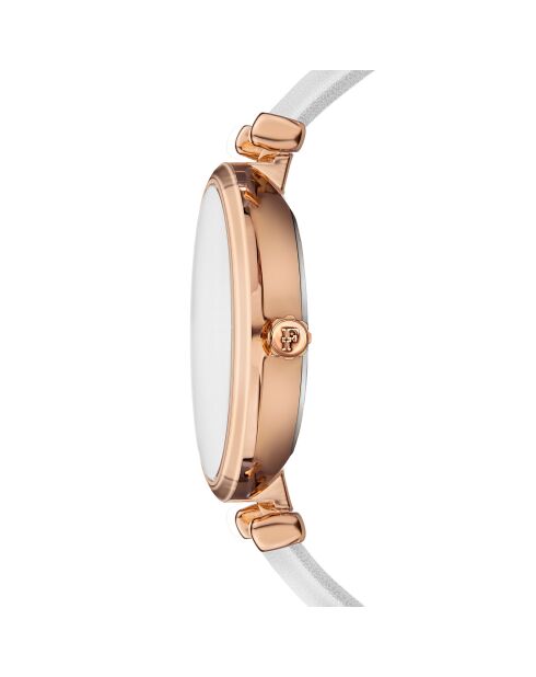 Montre Zoé en Cuir & Diamant blanche