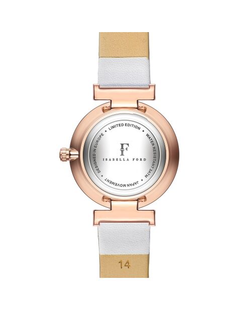 Montre Zoé en Cuir & Diamant blanche