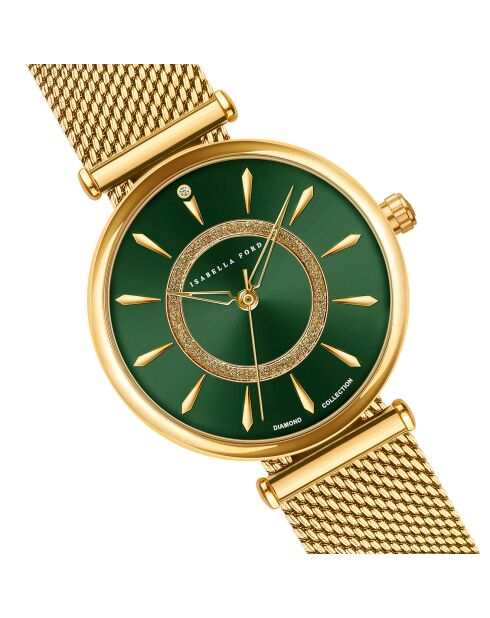 Montre Nathalie en Acier & Diamant dorée