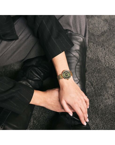 Montre Nathalie en Acier & Diamant dorée