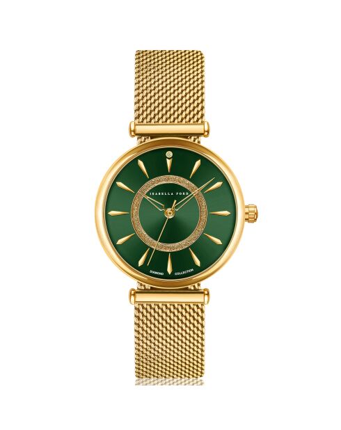 Montre Nathalie en Acier & Diamant dorée