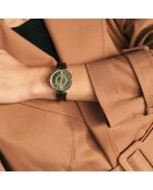 Montre Nathalie en Cuir & Diamant noire