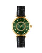 Montre Nathalie en Cuir & Diamant noire