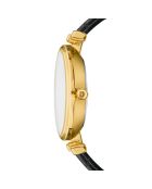 Montre Nathalie en Cuir & Diamant noire