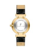 Montre Nathalie en Cuir & Diamant noire