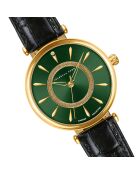 Montre Nathalie en Cuir & Diamant noire