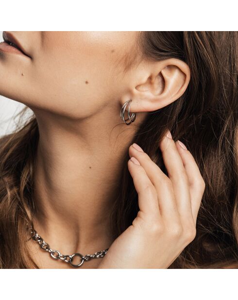 Boucles d'oreilles Florine en Acier argenté