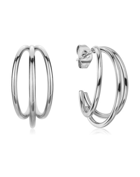Boucles d'oreilles Florine en Acier argenté