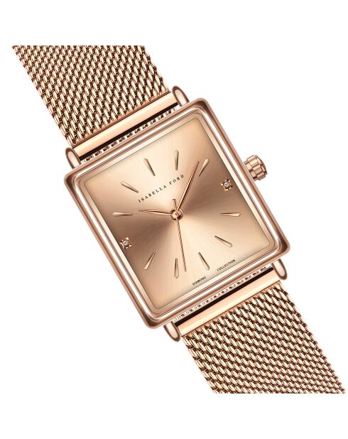 Montre Florence en Acier & Diamants rose doré