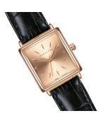 Montre Florence en Cuir & Diamants noire