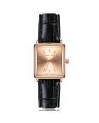 Montre Florence en Cuir & Diamants noire