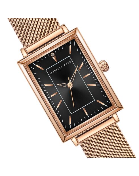 Montre Odette en Acier & Diamant rose doré