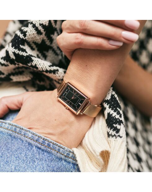 Montre Odette en Acier & Diamant rose doré