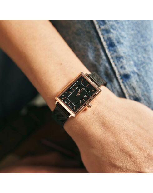 Montre Odette en Acier & Diamant noire