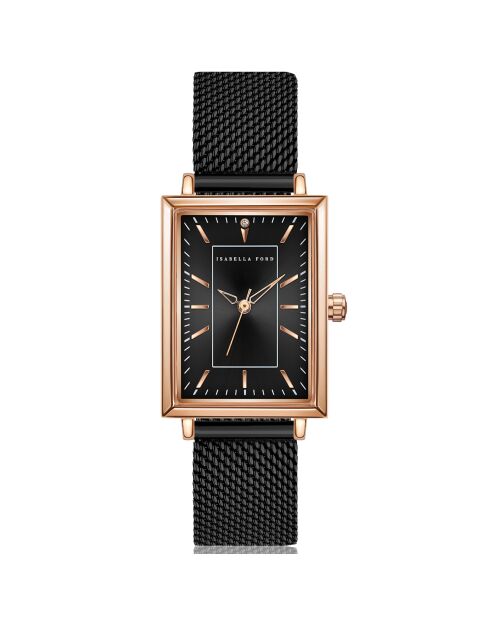 Montre Odette en Acier & Diamant noire
