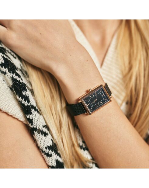 Montre Odette en Acier & Diamant noire