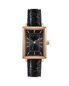 Montre Odette en Cuir & Diamant noire