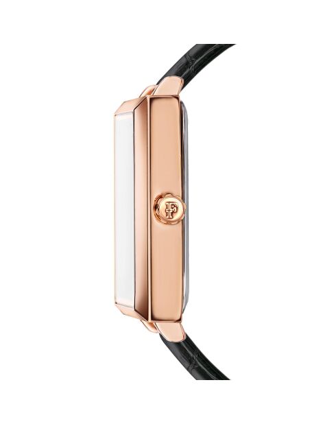 Montre Odette en Cuir & Diamant noire