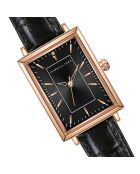 Montre Odette en Cuir & Diamant noire