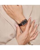 Montre Odette en Cuir & Diamant noire