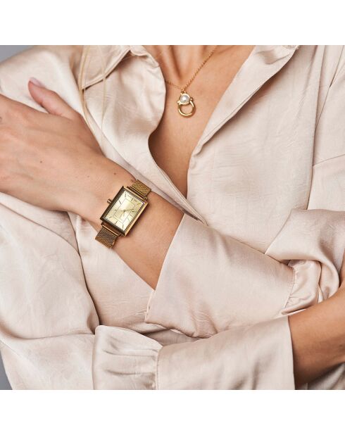 Montre Élodie en Acier & Diamant dorée