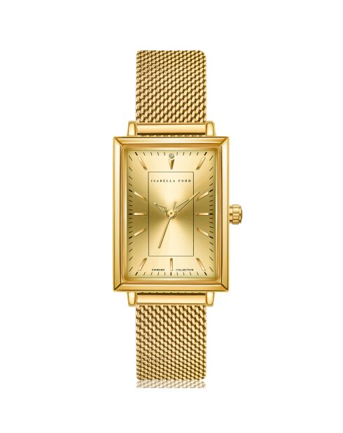 Montre Élodie en Acier & Diamant dorée