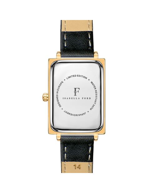 Montre Élodie en Cuir & Diamant noire