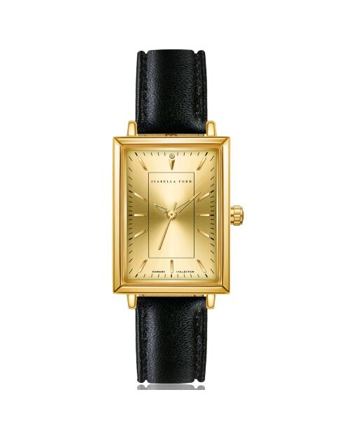 Montre Élodie en Cuir & Diamant noire