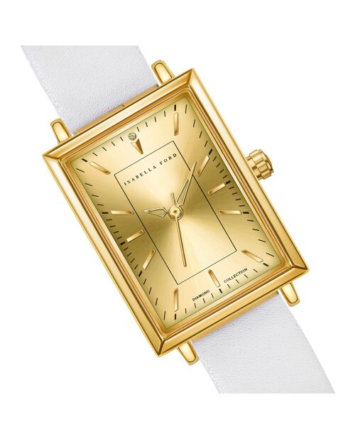 Montre Élodie en Cuir & Diamant blanche