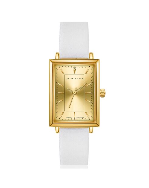 Montre Élodie en Cuir & Diamant blanche