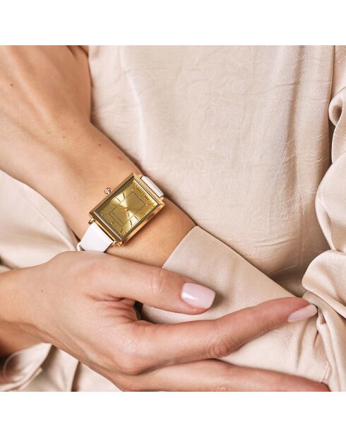 Montre Élodie en Cuir & Diamant blanche