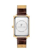 Montre Élodie en Cuir & Diamant marron
