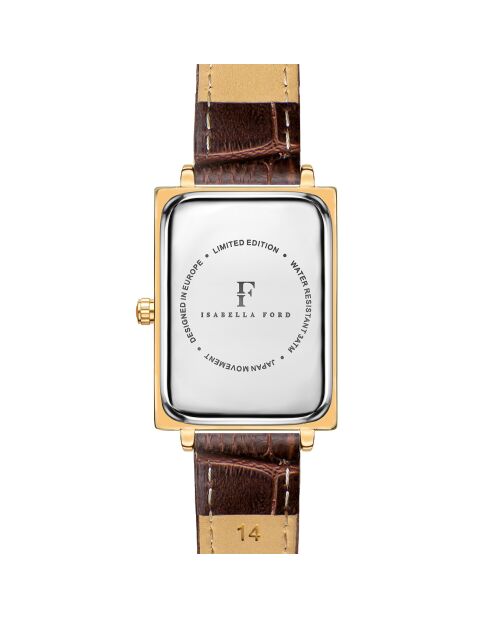 Montre Élodie en Cuir & Diamant marron