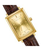 Montre Élodie en Cuir & Diamant marron