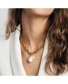 Collier Chloé en Acier doré & Perle de Culture d'eau douce