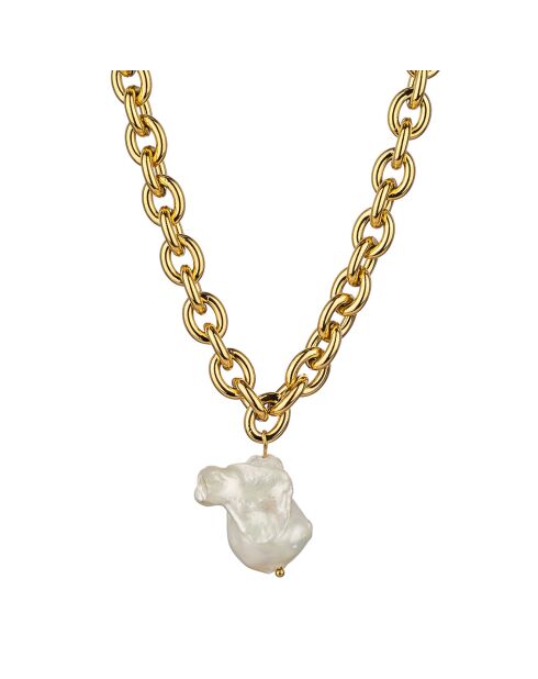 Collier Chloé en Acier doré & Perle de Culture d'eau douce