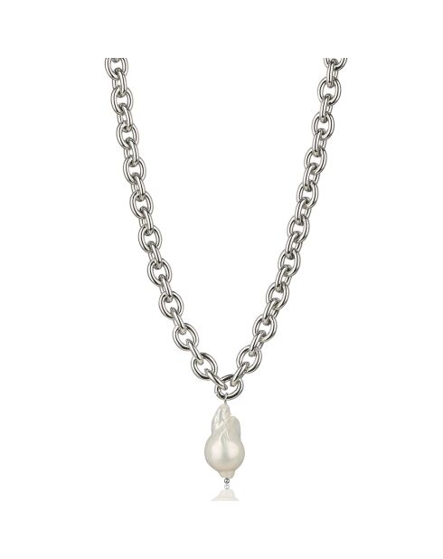 Collier Chloé en Acier argenté & Perle de Culture d'eau douce