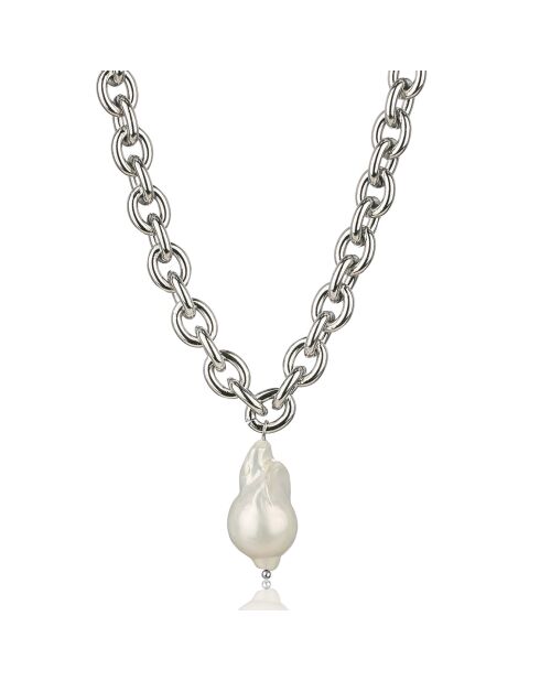 Collier Chloé en Acier argenté & Perle de Culture d'eau douce