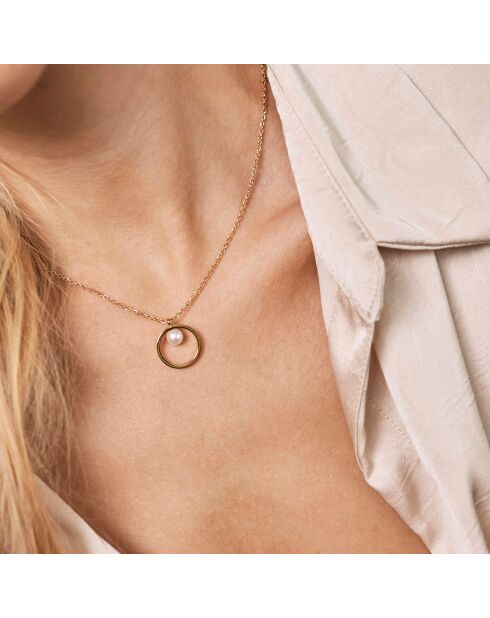 Collier Léa en Acier doré & Perle